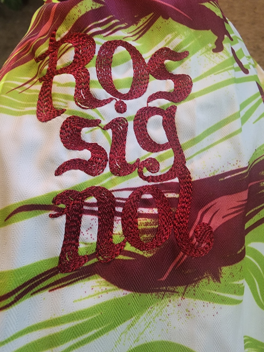 Rossignol White Performance Jacket with Lime Green and Burgundy Print - Picture 5 of 12